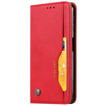 Чехол портмоне подставка на силиконовой основе с отсеком для карт для Samsung Galaxy A7 (2018) Красный