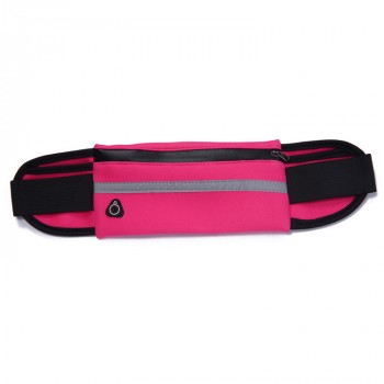 Спортивная влагозащищенная поясная сумка для гаджетов до 7 дюймов с тремя отделениями, отверстием для наушников и светоотражающей полосой на эластичном ремне с застежкой Пурпурный