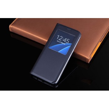 Чехол горизонтальная книжка на пластиковой основе с окном вызова для Samsung Galaxy S7