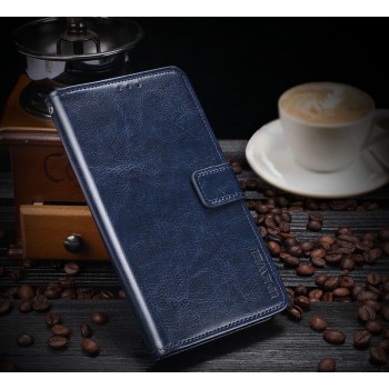Глянцевый водоотталкивающий чехол портмоне подставка для Samsung Galaxy S9 Plus с магнитной защелкой и отделениями для карт Синий