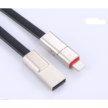 Интерфейсный антизапутываемый силиконовый кабель плоского сечения Lightning 1.5м разборного типа для многоразового использования Черный