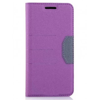 Чехол горизонтальная книжка подставка на силиконовой основе с отсеком для карт и тканевым покрытием для HTC 10 Фиолетовый