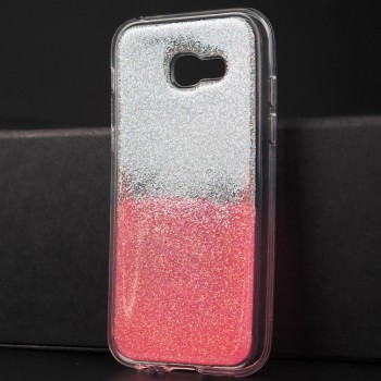 Силиконовый глянцевый транспарентный чехол текстура Блестки для Samsung Galaxy A5 (2017) Розовый