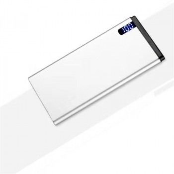 Нанотонкое 10мм портативное зарядное устройство 10000 mAh с USB-портом экспресс-заряда и LCD-экраном Белый