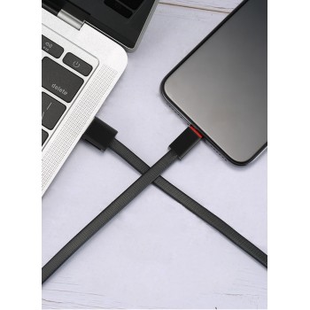 Интерфейсный антизапутываемый силиконовый кабель плоского сечения USB Type-C 1.5м дизайн Точки