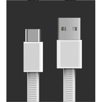 Интерфейсный антизапутываемый силиконовый кабель плоского сечения USB Type-C 1.5м дизайн Точки Белый