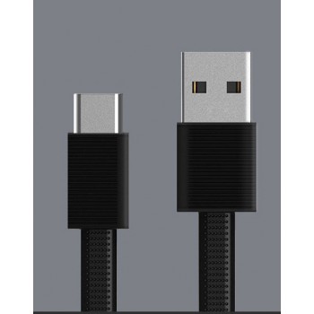 Интерфейсный антизапутываемый силиконовый кабель плоского сечения USB Type-C 1.5м дизайн Точки Черный