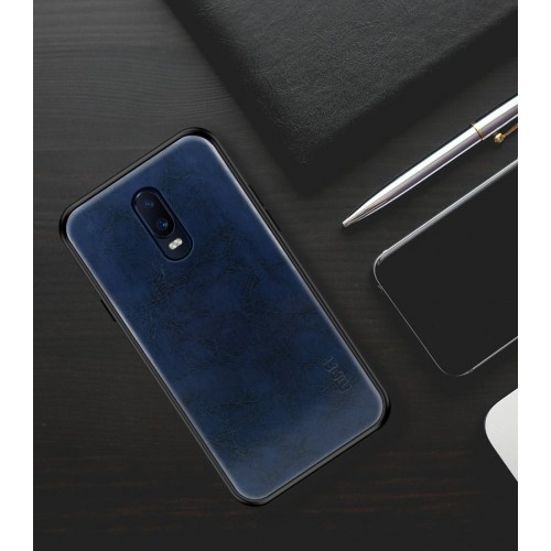 Чехол задняя накладка для OnePlus 6T с текстурой кожи, цвет Синий