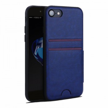 Чехол задняя накладка для Iphone 7 с текстурой кожи Синий