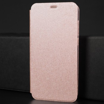 Чехол горизонтальная книжка подставка текстура Золото на силиконовой основе для Huawei Honor 9 Lite Розовый