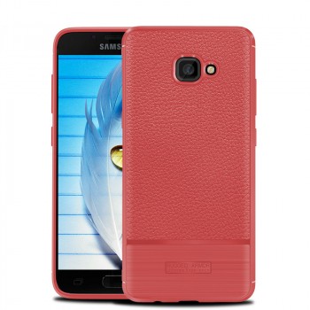 Силиконовый чехол накладка для Samsung Galaxy A5 (2017) с текстурой кожи Красный