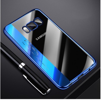 Силиконовый глянцевый полупрозрачный чехол для Samsung Galaxy S8 Синий