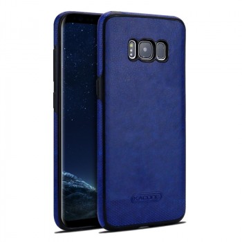 Силиконовый матовый непрозрачный чехол с нескользящими гранями и текстурным покрытием Кожа для Samsung Galaxy S8 Синий