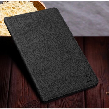 Чехол книжка подставка текстура Дерево на непрозрачной поликарбонатной основе для Huawei MediaPad M3 Lite 10 Черный