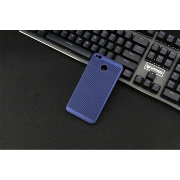 Пластиковый непрозрачный матовый чехол с допзащитой торцов и текстурным покрытием Точки для Xiaomi RedMi 4X Синий