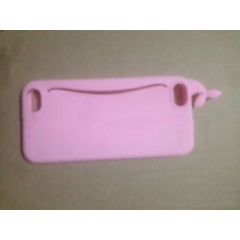 Силиконовый матовый непрозрачный дизайнерский фигурный чехол с отсеком для карт для Iphone 5/5s/SE Розовый