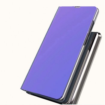 Двухмодульный пластиковый непрозрачный матовый чехол подставка с полупрозрачной смарт крышкой с зеркальным покрытием для Iphone Xr Фиолетовый