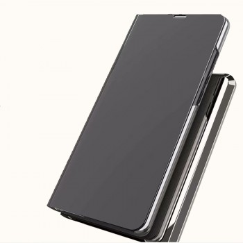 Двухмодульный пластиковый непрозрачный матовый чехол подставка с полупрозрачной смарт крышкой с зеркальным покрытием для Iphone Xr Черный