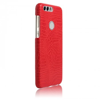 Чехол задняя накладка для Huawei Honor 8 с текстурой кожи крокодила Красный