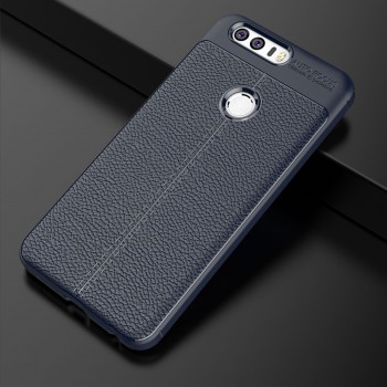 Силиконовый чехол накладка для Huawei Honor 8 с текстурой кожи Синий
