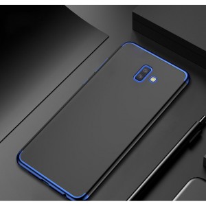 Силиконовый глянцевый полупрозрачный чехол для Samsung Galaxy J6 Plus  Синий