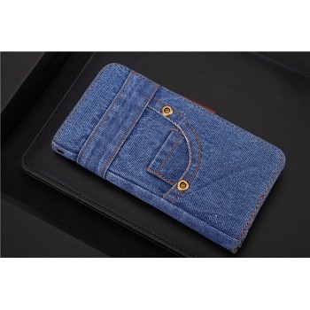 Чехол портмоне подставка на силиконовой основе с джинсовым покрытием на магнитной защелке для Samsung Galaxy S9 Plus Синий