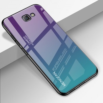 Силиконовый глянцевый градиентный непрозрачный чехол с стеклянной накладкой для Samsung Galaxy J4 Plus