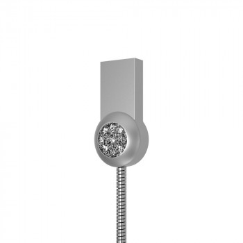 Интерфейсный кабель Lightning 1м в металлической оплетке с аппликацией стразами Серый