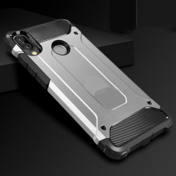 Двухкомпонентный противоударный чехол для Huawei Honor 8X с нескользящими гранями и поликарбонатными вставками Серый