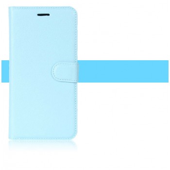 Чехол портмоне подставка на силиконовой основе с магнитной защелкой и отсеком для карт для Huawei P8 Lite Голубой