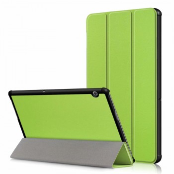 Сегментарный чехол книжка подставка на непрозрачной поликарбонатной основе для Huawei MediaPad T5 Зеленый