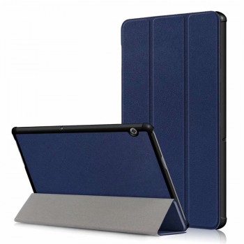 Сегментарный чехол книжка подставка на непрозрачной поликарбонатной основе для Huawei MediaPad T5 Синий