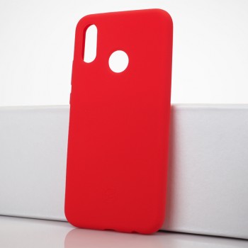 Силиконовый матовый непрозрачный чехол с нескользящими гранями и нескользящим софт-тач покрытием для Huawei P20 Lite Красный