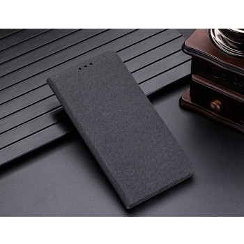 Чехол горизонтальная книжка подставка с тканевым покрытием и отсеком для карт для Xiaomi RedMi 6A Черный