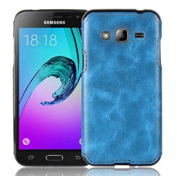 Чехол задняя накладка для Samsung Galaxy J3 (2016) с текстурой кожи Голубой