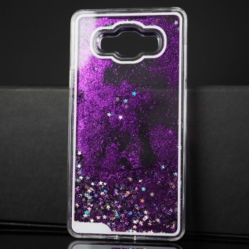 Пластиковый матовый полупрозрачный чехол с внутренней аква аппликацией для Samsung Galaxy A7 Фиолетовый