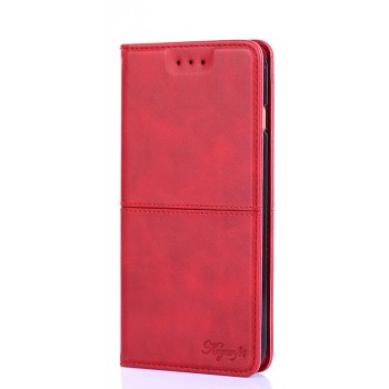Чехол горизонтальная книжка подставка текстура Линии на силиконовой основе с отсеком для карт для ASUS ZenFone Max Pro M2  Красный
