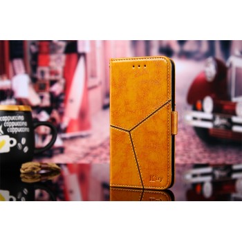 Винтажный чехол портмоне подставка на силиконовой основе с отсеком для карт и текстурным покрытием Линии на магнитной защелке для ASUS ZenFone Max Pro M2 Желтый