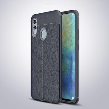Силиконовый чехол накладка для Huawei Honor 10 Lite/P Smart (2019) с текстурой кожи Синий