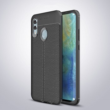 Силиконовый чехол накладка для Huawei Honor 10 Lite/P Smart (2019) с текстурой кожи Черный