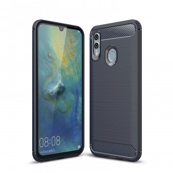 Матовый силиконовый чехол для Huawei Honor 10 Lite/P Smart (2019) с текстурным покрытием металлик Синий