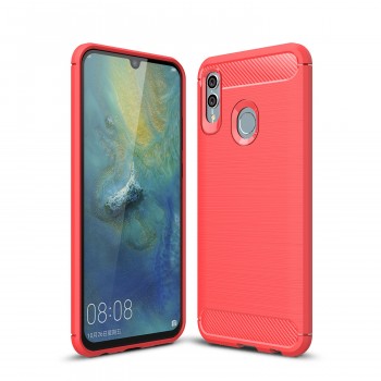 Матовый силиконовый чехол для Huawei Honor 10 Lite/P Smart (2019) с текстурным покрытием металлик Красный