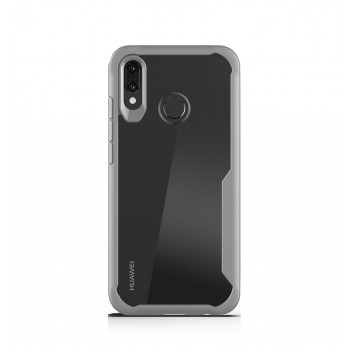 Силиконовый матовый непрозрачный чехол с транспарентной поликарбонатной накладкой для Huawei P Smart 2019/Honor 10 Lite Серый