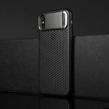 Пластиковый непрозрачный матовый чехол с подставкой и улучшенной защитой элементов корпуса для Iphone X 10/XS Черный