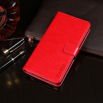 Глянцевый водоотталкивающий чехол портмоне подставка для Xiaomi RedMi Note 7 с магнитной защелкой и отделениями для карт Красный