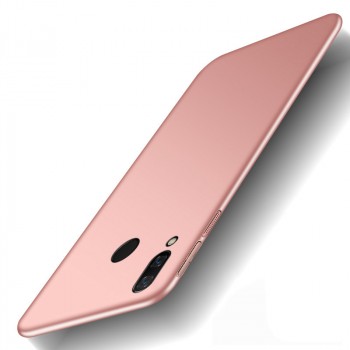 Матовый пластиковый чехол для Xiaomi RedMi Note 7 с улучшенной защитой торцов корпуса Розовый