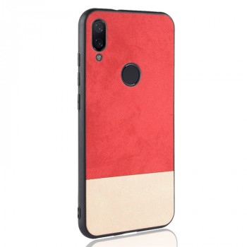 Силиконовый матовый непрозрачный чехол с текстурным покрытием Джинса для Xiaomi RedMi Note 7  Красный