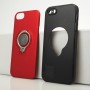 Двухкомпонентный силиконовый матовый непрозрачный чехол с поликарбонатной и крышкой и встроенным кольцом-подставкой для Iphone 5s/5/SE, цвет Красный