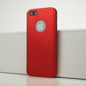 Двухкомпонентный сборный пластиковый матовый чехол для Iphone 5s Красный