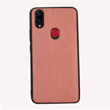 Силиконовый матовый непрозрачный чехол с текстурным покрытием Ткань для Xiaomi RedMi Note 7  Розовый